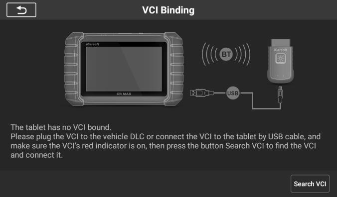 „Search VCI": das Tablet sucht das VCI-Gerät