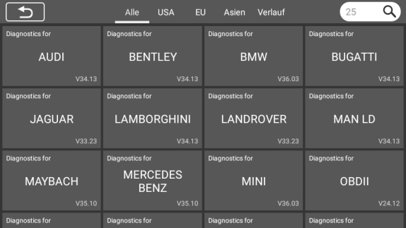 Fahrzeugauswahl: Reiter Alle / USA / EU / Asien und das Markenraster