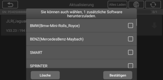 Aktualisierung: Auswahl zusätzlicher Softwarepakete